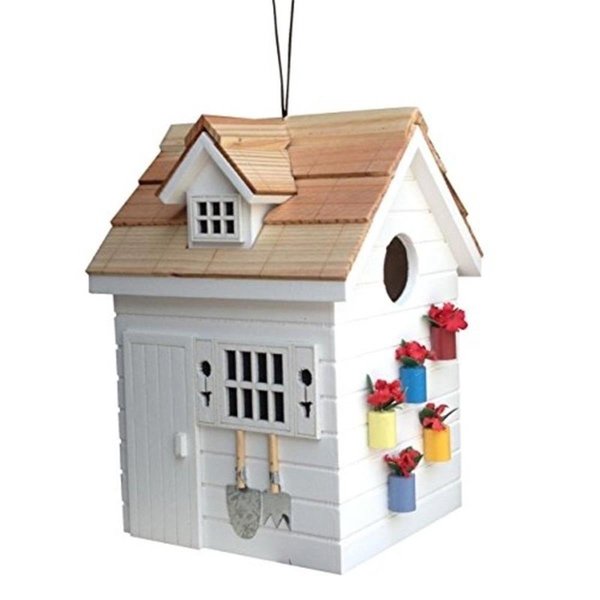 Feedingtime Potting Shed Birdhouse - White FE12276